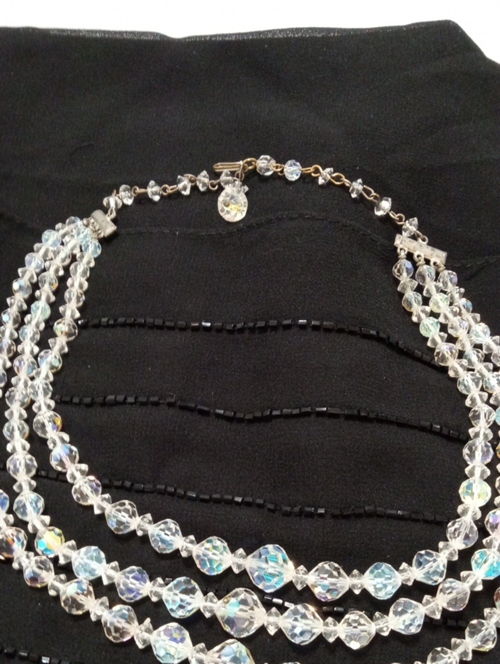 Vintage Aurora Crystal 3-Strand Necklace